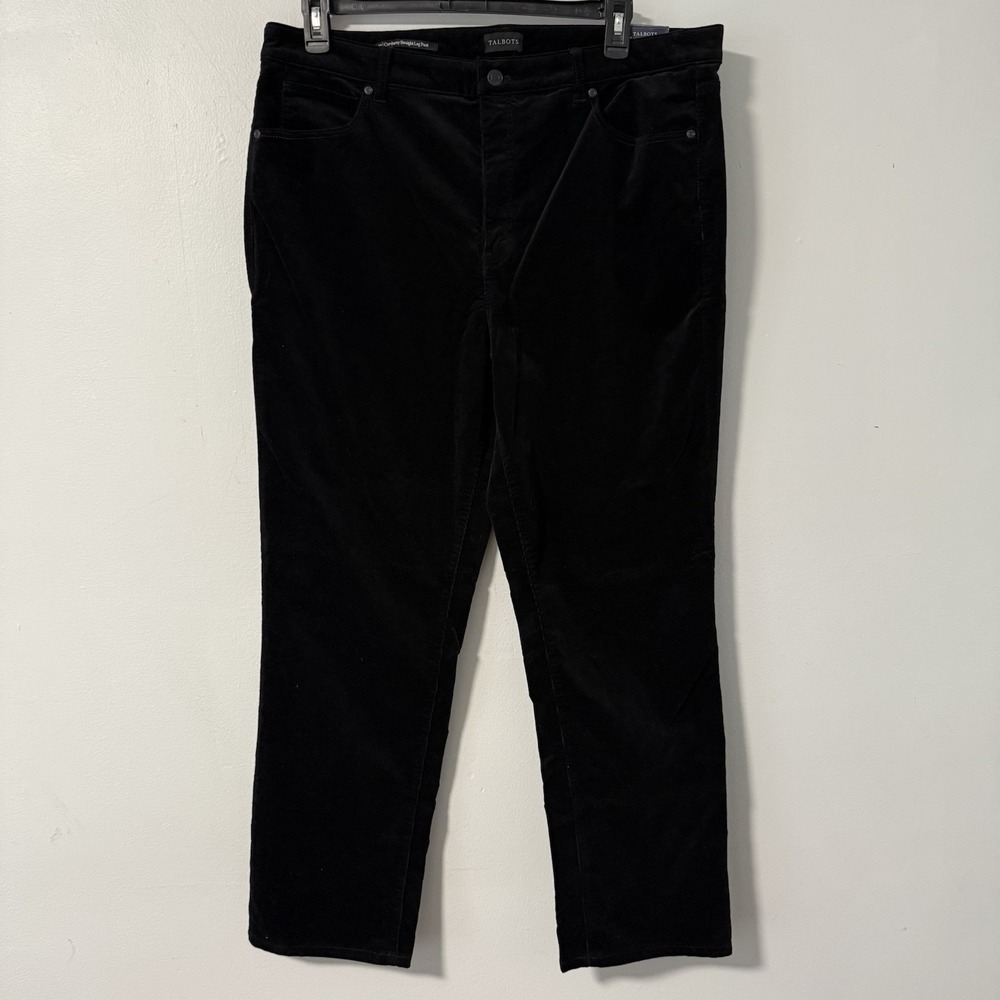 Talbots‎ Corduroy Pants Straight Leg High Waist Black Size NWT Womens 18